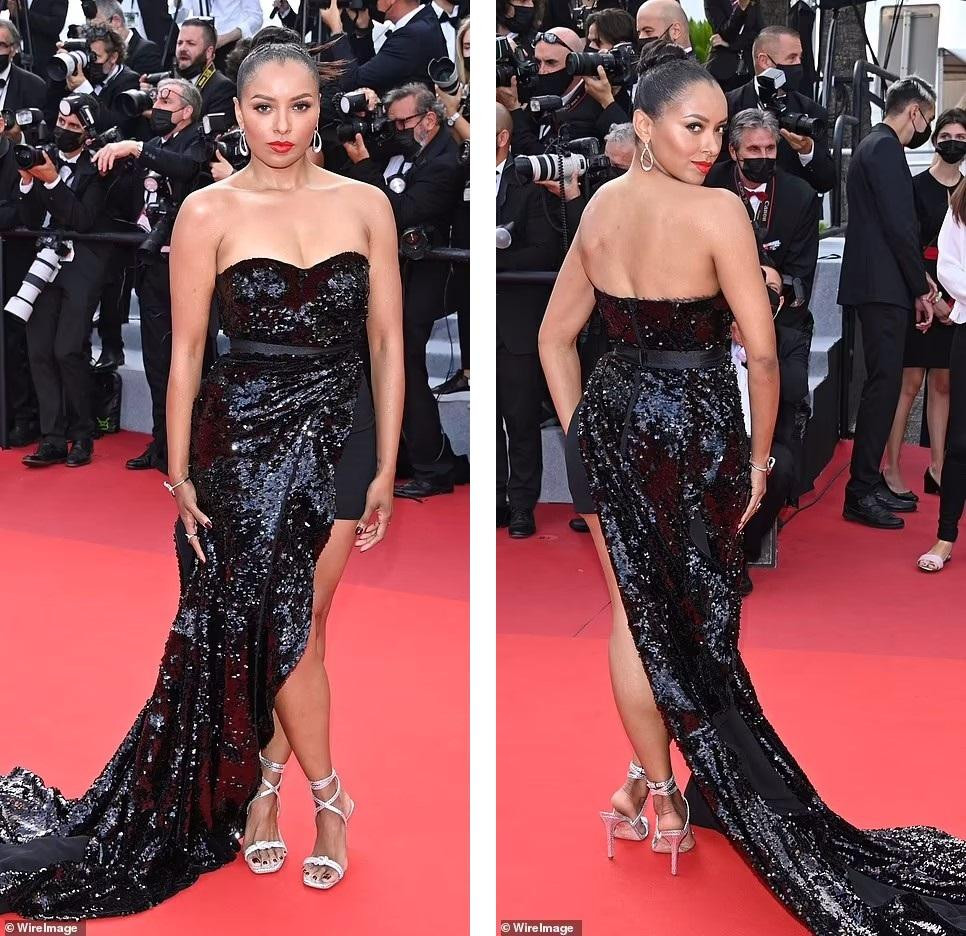 Nữ diễn viên "Nhật ký ma cà rồng" Kat Graham trông quyến rũ khi diện đầm đen sequin lấp lánh.