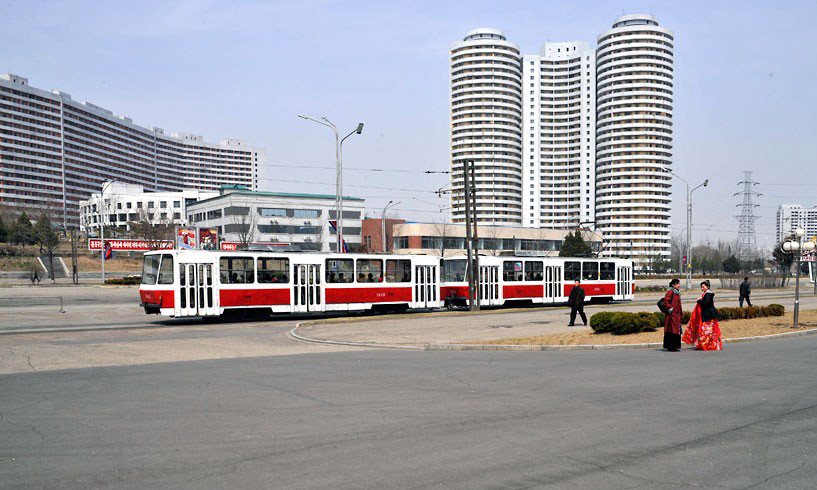 Hình ảnh toa xe điện theo phong cách Đông Âu tại thủ đô Bình Nhưỡng