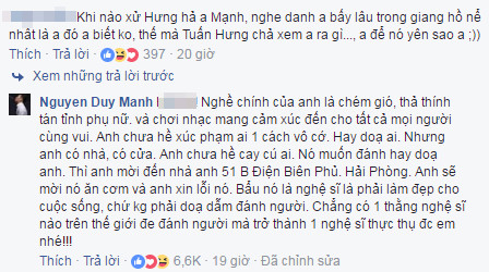 Duy Mạnh: 'Nó muốn đánh hay dọa thì anh mời đến nhà' ảnh 1