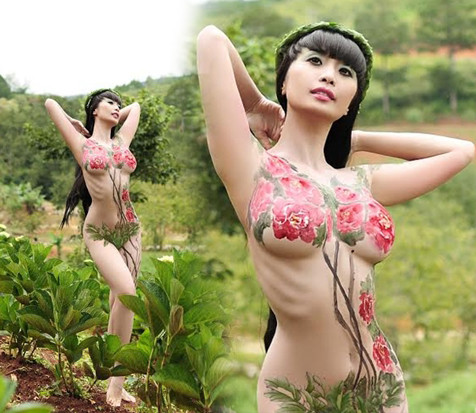 'Bom sex' Lê Kiều Như cùng nhiều mỹ nhân Việt nude vẽ body painting ảnh 7