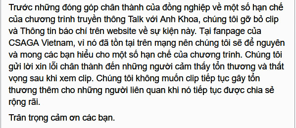CSAGA xin lỗi sau màn đối thoại với Phạm Anh Khoa gây tranh cãi ảnh 3