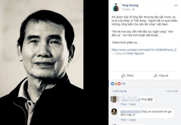 Tùng Dương và nhiều nghệ sĩ tiếc thương tác giả 'Nơi đảo xa' qua đời ảnh 3