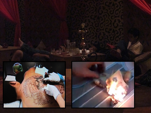 Một nhóm thanh niên đang hút shisha tại quán L. trên đường Tôn Thất Thiệp (quận 1 - TPHCM). Ảnh: KHA MIÊN