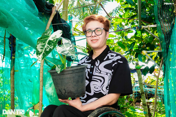 Anh Minh tự chủ kinh tế nhờ trồng cây trầu bà đột biến (Ảnh: Bảo Kỳ).