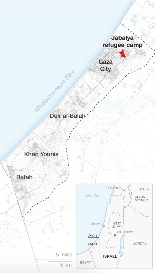 Vị trí trại tị nạn Jabalia (hoặc Jabalya). Bản đồ: CNN Vị trí trại tị nạn Jabalia (hoặc Jabalya). Bản đồ: CNN