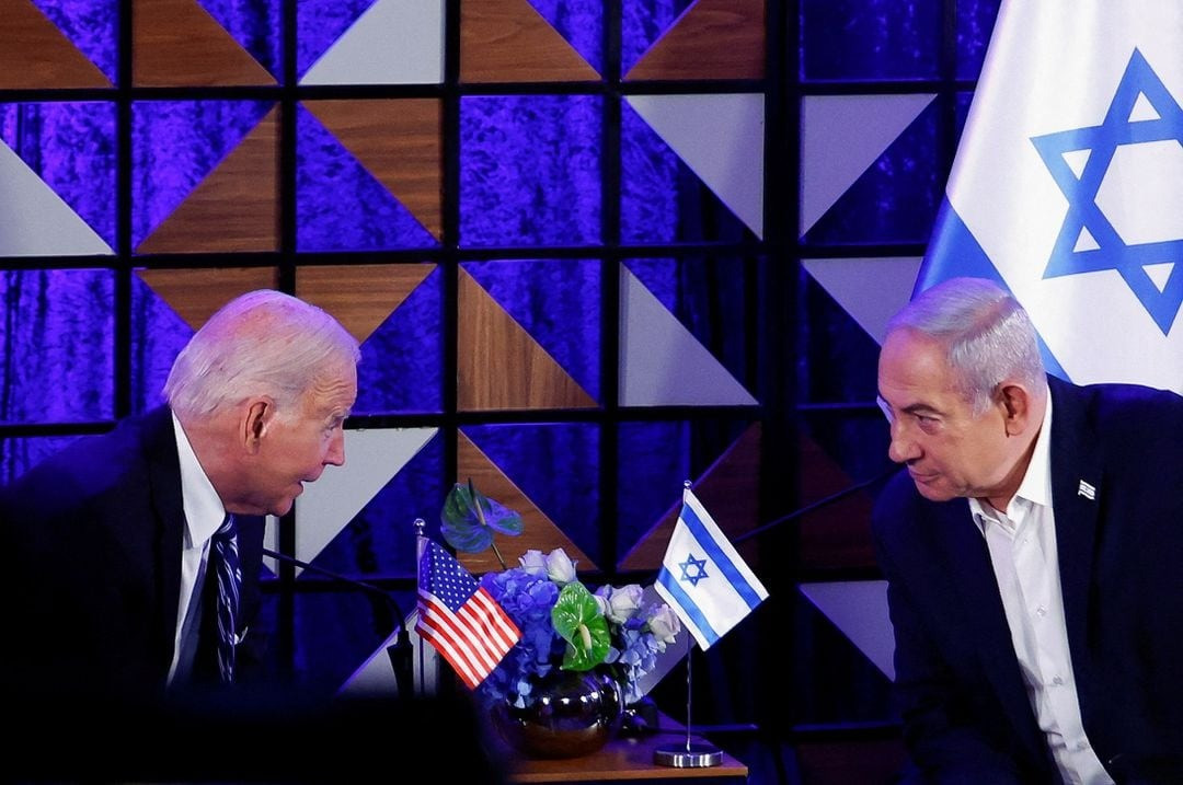 Tổng thống Mỹ Joe Biden gặp Thủ tướng Israel Benjamin Netanyahu hôm 18/10 tại Tel Aviv. Ảnh: Reuters