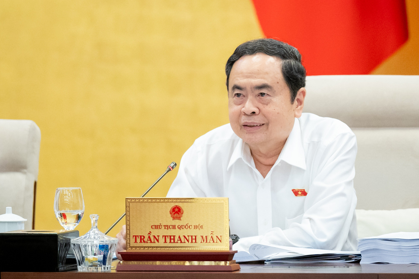 Chủ tịch Quốc hội Trần Thanh Mẫn phát biểu tại phiên họp. Chủ tịch Quốc hội Trần Thanh Mẫn phát biểu tại phiên họp.