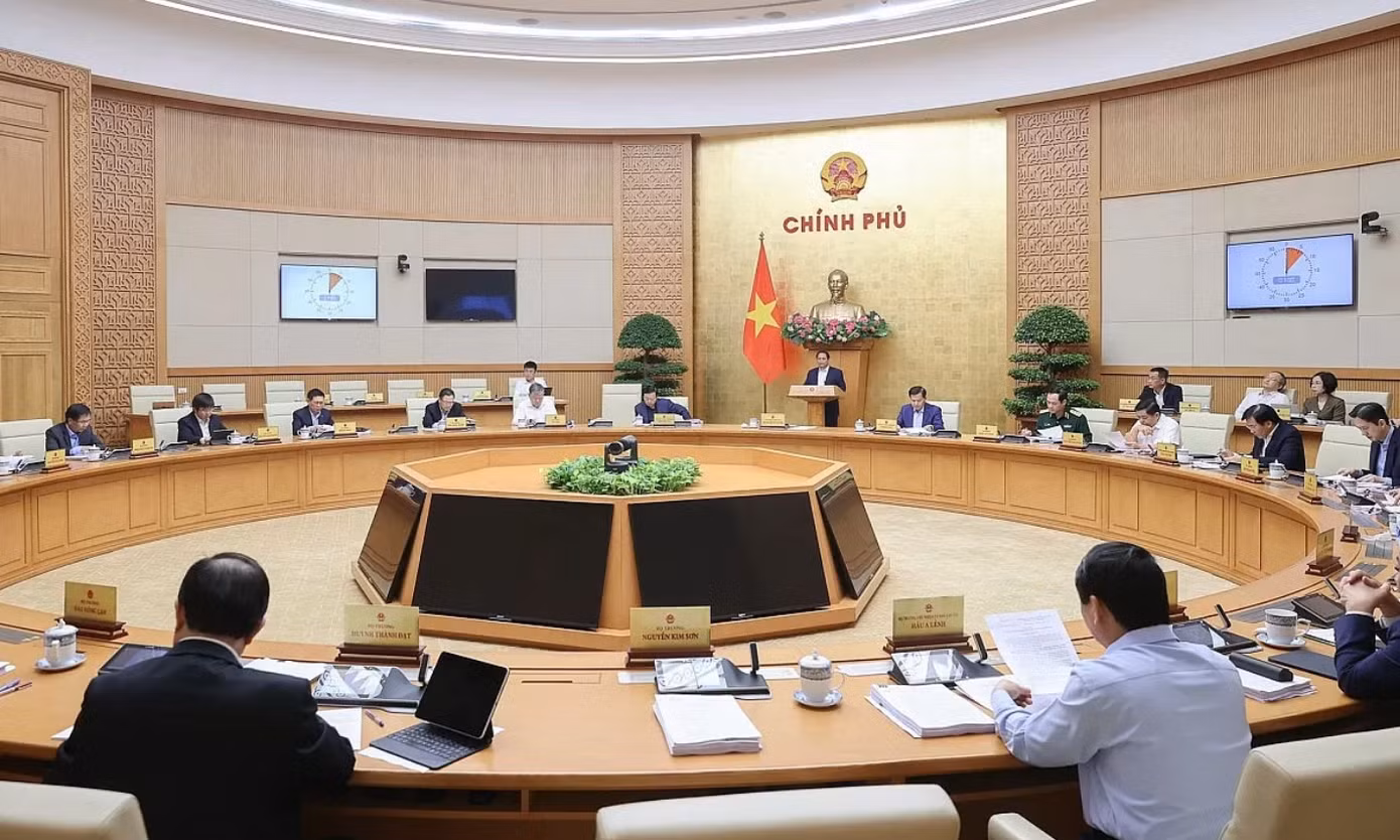 Phiên họp Chính phủ chuyên đề về xây dựng pháp luật tháng 4 năm 2025. Ảnh: Nhật Bắc