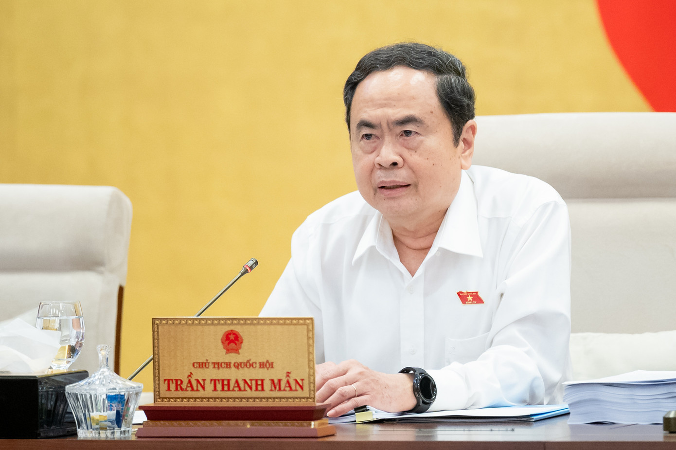 Chủ tịch Quốc hội Trần Thanh Mẫn phát biểu tại phiên họp. Ảnh: QH