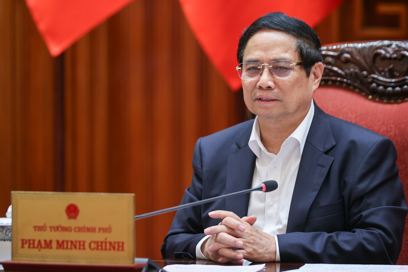 Thủ tướng Phạm Minh Chính phát biểu tại cuộc họp. Ảnh: Nhật Bắc Thủ tướng Phạm Minh Chính phát biểu tại cuộc họp. Ảnh: Nhật Bắc