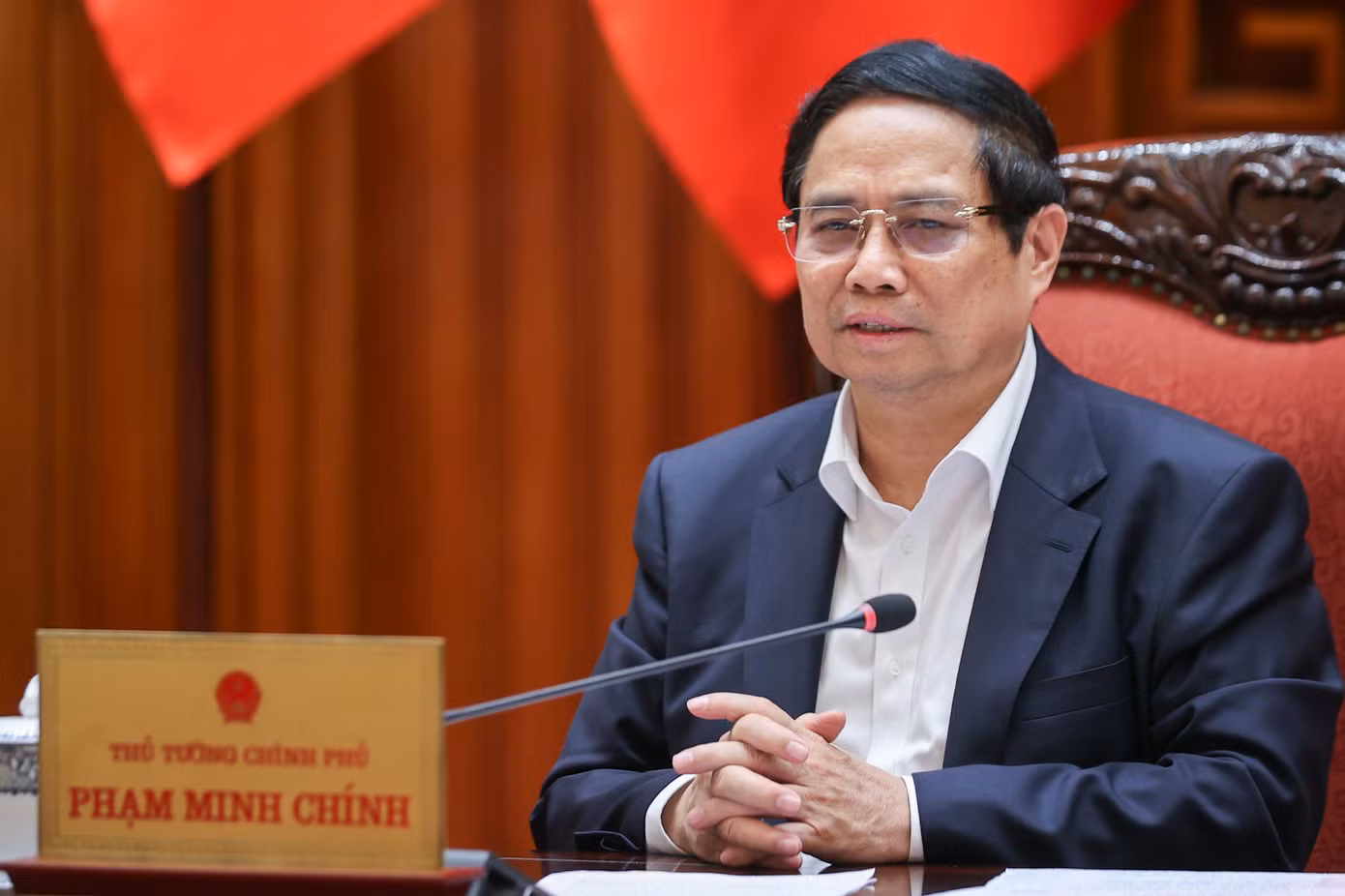 Thủ tướng Phạm Minh Chính phát biểu tại cuộc họp. Ảnh: Nhật Bắc