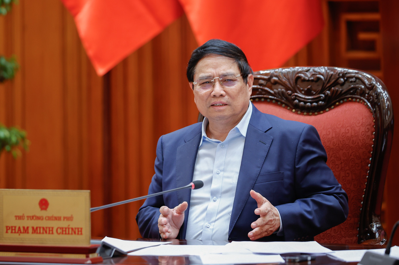 Thủ tướng Chính phủ Phạm Minh Chính phát biểu tại phiên họp. Ảnh: Nhật Bắc.