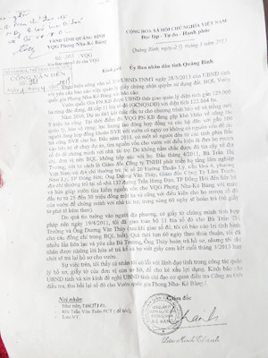 Văn bản báo cáo của ông Lưu Minh Thành 