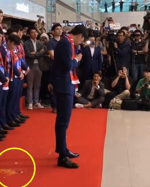 Tuyển Hàn Quốc bị ném trứng thối khi trở về từ World Cup 2018 ảnh 1