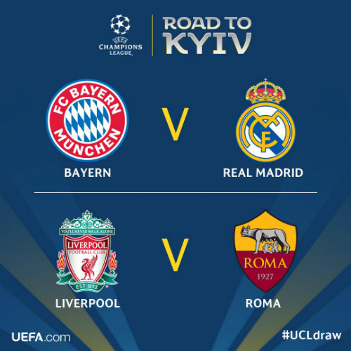 Real đụng độ Bayern, Liverpool gặp Roma ở bán kết Champions League ảnh 1