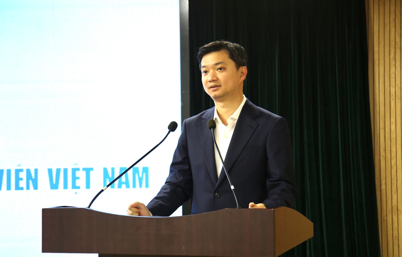 Anh Nguyễn Minh Triết - Bí thư T.Ư Đoàn, Chủ tịch T.Ư Hội SVVN phát biểu tại hội nghị