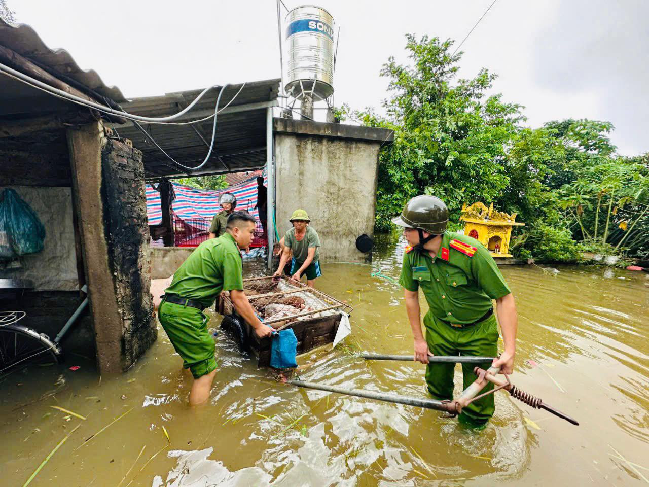 Trên địa bàn huyện Ba Vì hàng loạt cây cối bị đổ, nhiều ngôi nhà bị tốc mái, mất điện trên diện rộng và các tuyến đường giao thông bị chia cắt. Công an huyện Ba Vì đã huy động 170 cán bộ chiến sỹ chuẩn bị lực lượng, phương tiện sẵn sàng ứng phó theo phương châm "Bốn tại chỗ": Chỉ huy tại chỗ; lực lượng tại chỗ; phương tiện, vật tư tại chỗ và hậu cần tại chỗ.