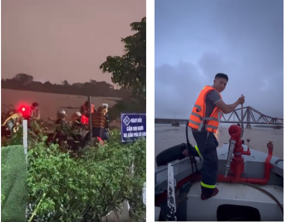 Lực lượng chức năng tiếp cận đưa người dân vào bờ. Lực lượng chức năng tiếp cận đưa người dân vào bờ.