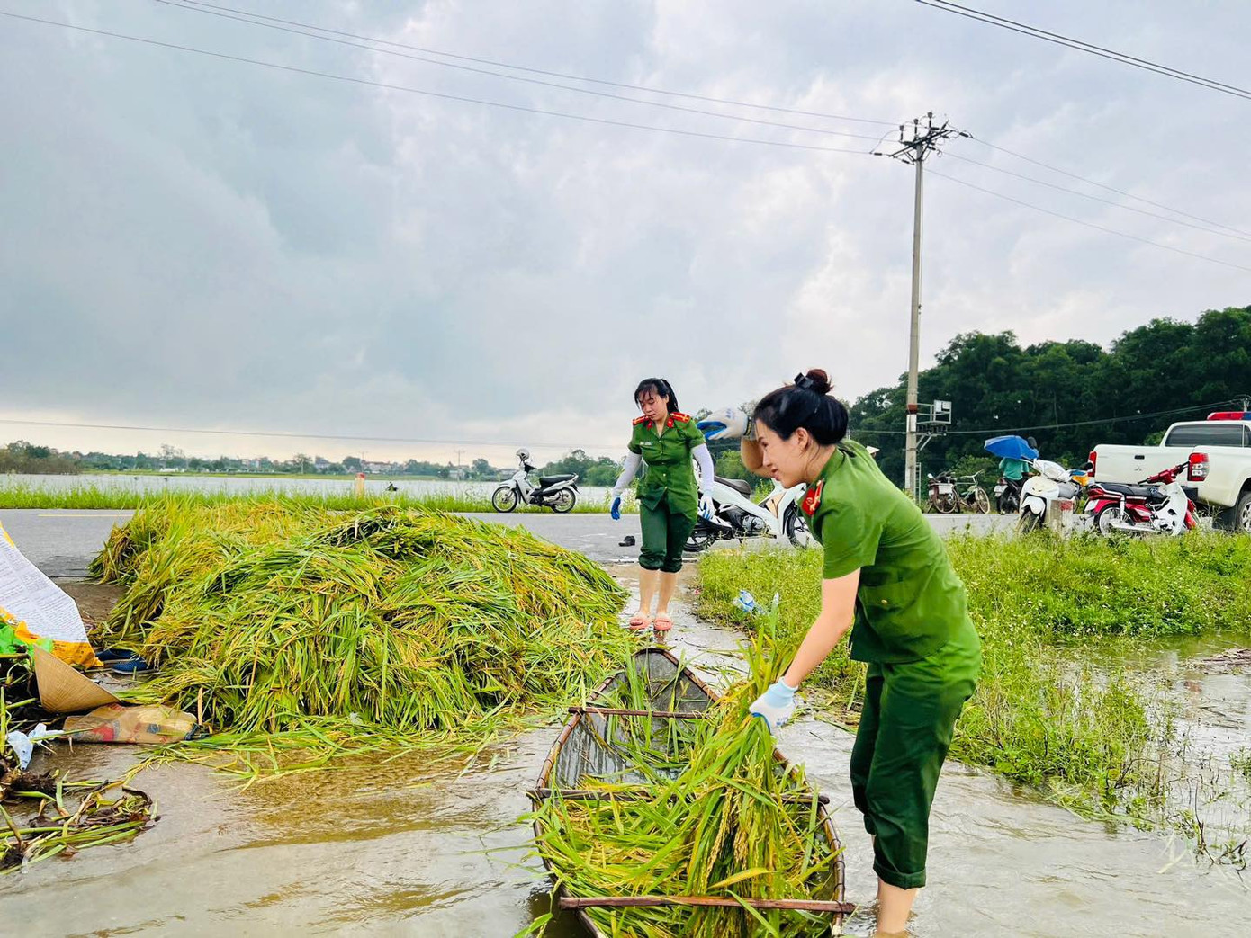 Trên địa bàn huyện Ba Vì hàng loạt cây cối bị đổ, nhiều ngôi nhà bị tốc mái, mất điện trên diện rộng và các tuyến đường giao thông bị chia cắt. Công an huyện Ba Vì đã huy động 170 cán bộ chiến sỹ chuẩn bị lực lượng, phương tiện sẵn sàng ứng phó theo phương châm "Bốn tại chỗ": Chỉ huy tại chỗ; lực lượng tại chỗ; phương tiện, vật tư tại chỗ và hậu cần tại chỗ.