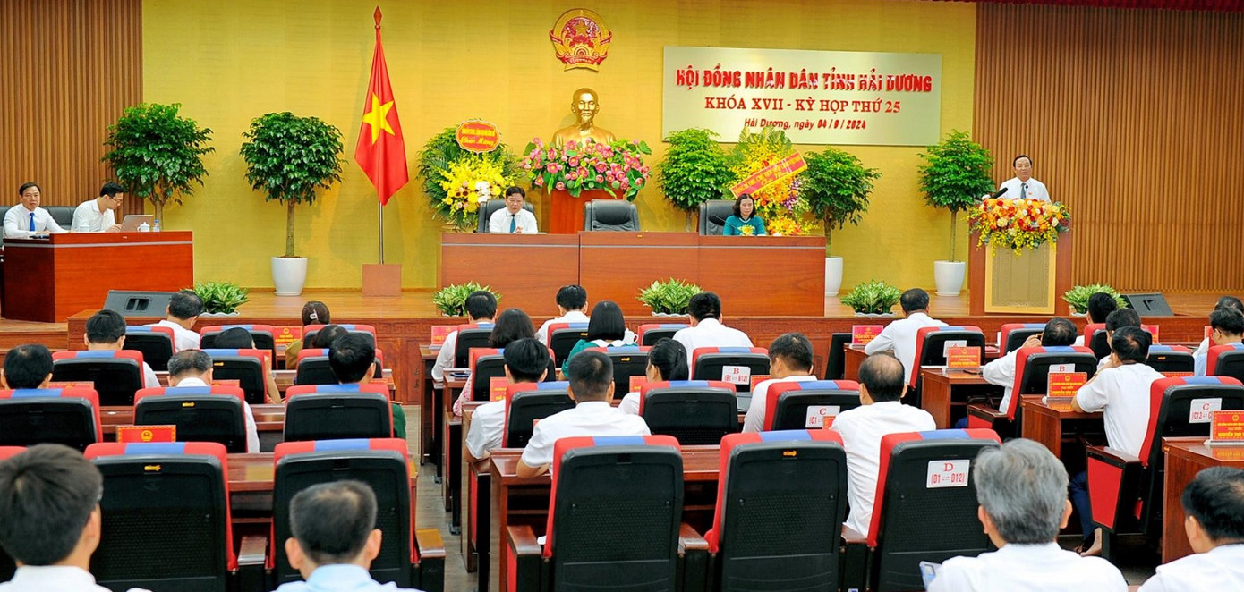 Toàn cảnh kỳ họp thứ 25 HĐND tỉnh Hải Dương khóa XVII. Ảnh: Báo Hải Dương Toàn cảnh kỳ họp thứ 25 HĐND tỉnh Hải Dương khóa XVII. Ảnh: Báo Hải Dương