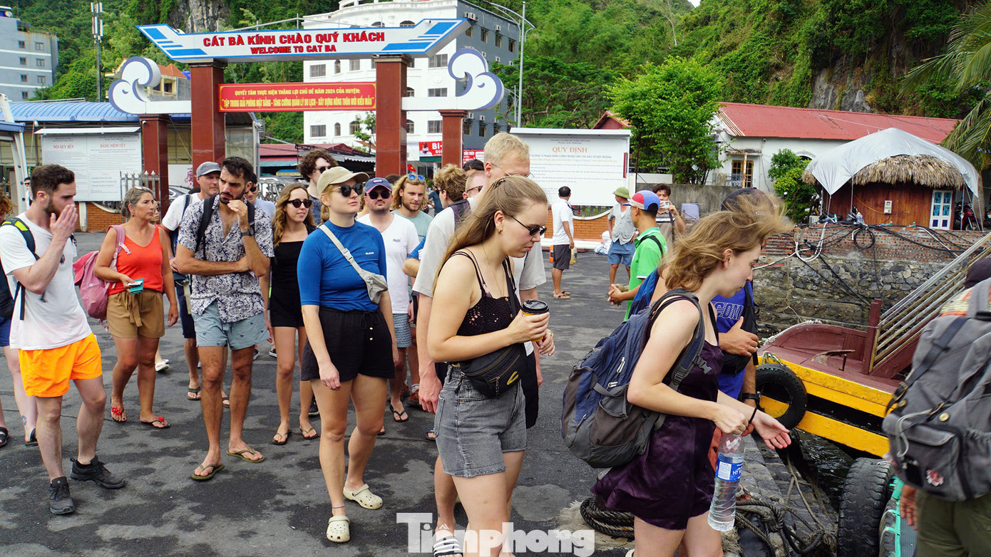 Khách du lịch quốc tế đến Cát Bà tham quan, ngắm vịnh năm 2024. Khách du lịch quốc tế đến Cát Bà tham quan, ngắm vịnh năm 2024.