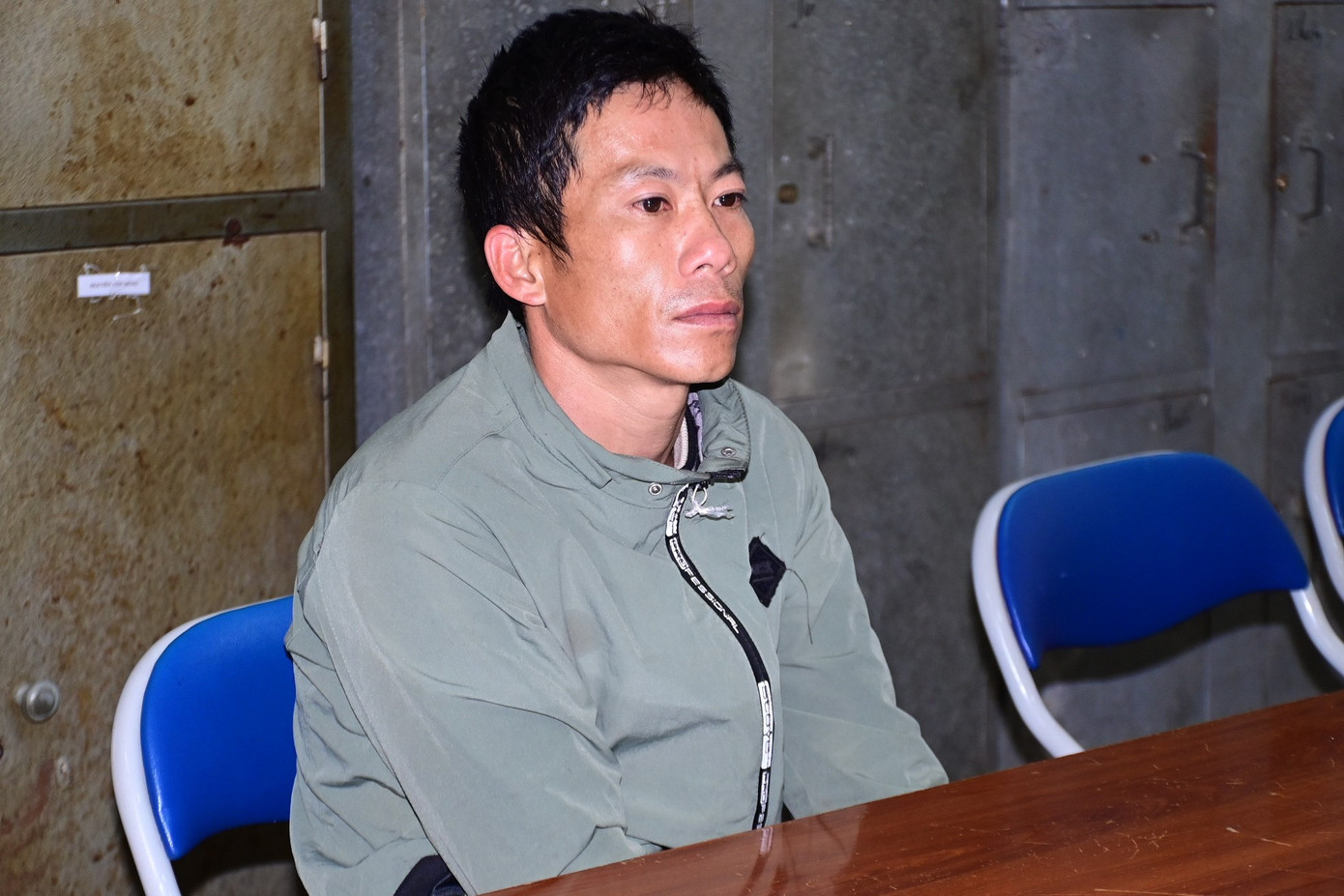 Đối tượng Lê Văn Cảnh tại cơ quan điều tra.