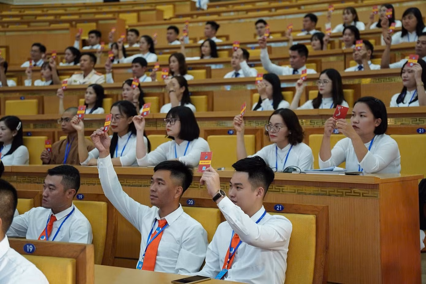 Các đại biểu biểu quyết tại đại hội.