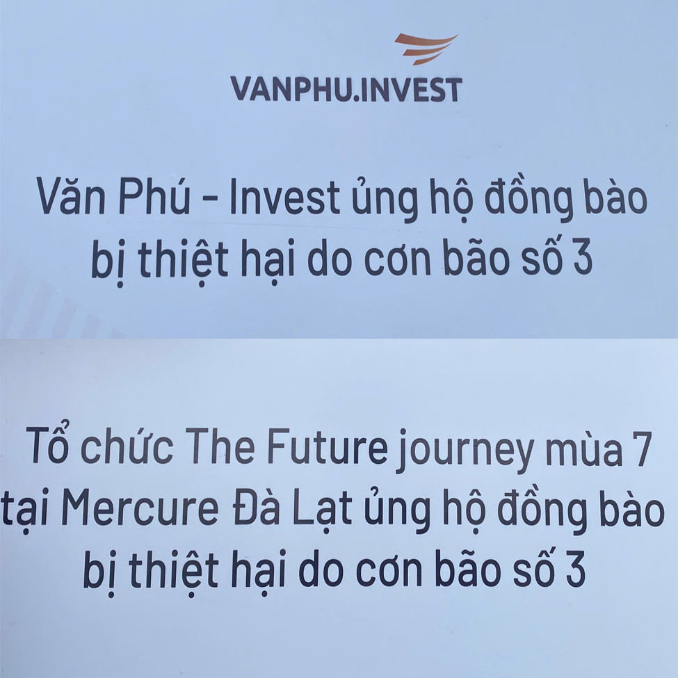 Công ty CP Đầu tư Văn Phú - Invest và tổ chức The Future Journey hỗ trợ 410 triệu đồng khắc phục hậu quả do bão gây ra tại Hải Phòng và Quảng Ninh.