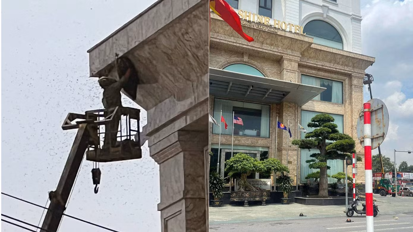 Nhân viên phá dỡ tổ ong ở khách sạn The Shine Lê Hồng Phong. Nhân viên phá dỡ tổ ong ở khách sạn The Shine Lê Hồng Phong.