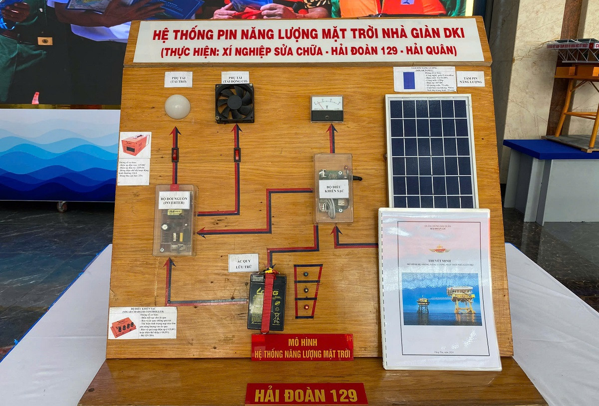 Mô hình hệ thống năng lượng mặt trời Nhà giàn DKI. Mô hình hệ thống năng lượng mặt trời Nhà giàn DKI.