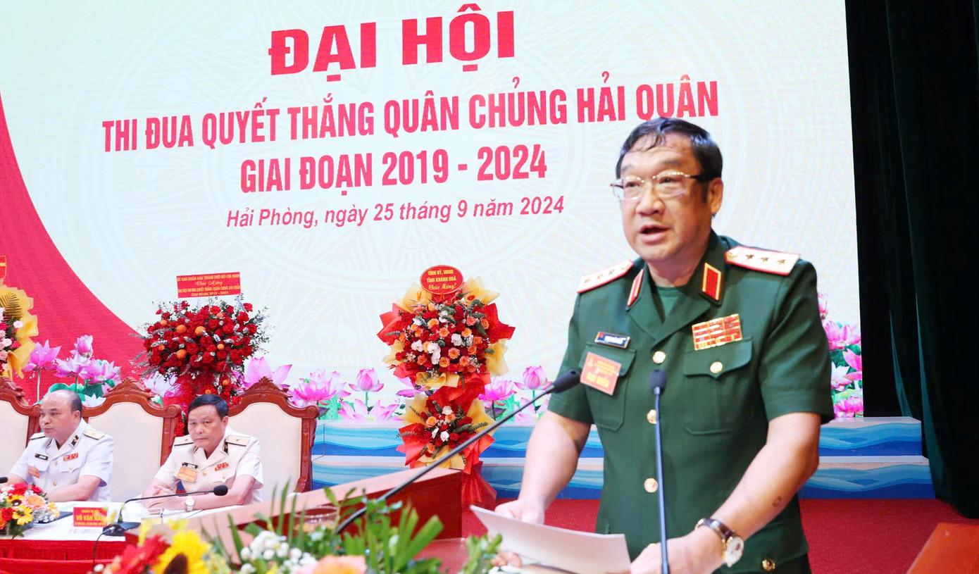 Thượng tướng Phạm Hoài Nam - Thứ trưởng Bộ Quốc phòng, phát biểu chỉ đạo tại Đại hội.