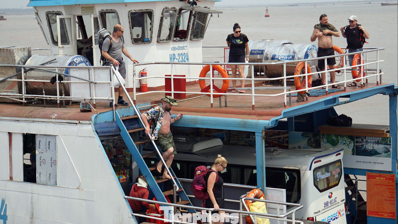 Trên mỗi chuyến phà ra Cát Bà luôn có nhiều khách quốc tế di chuyển theo đoàn. Nhiều khách đi theo tour, trong khi đó nhiều khách lựa chọn thuê xe máy để có thể tự do di chuyển và tiết kiệm thời gian chờ phà. Trên mỗi chuyến phà ra Cát Bà luôn có nhiều khách quốc tế di chuyển theo đoàn. Nhiều khách đi theo tour, trong khi đó nhiều khách lựa chọn thuê xe máy để có thể tự do di chuyển và tiết kiệm thời gian chờ phà.