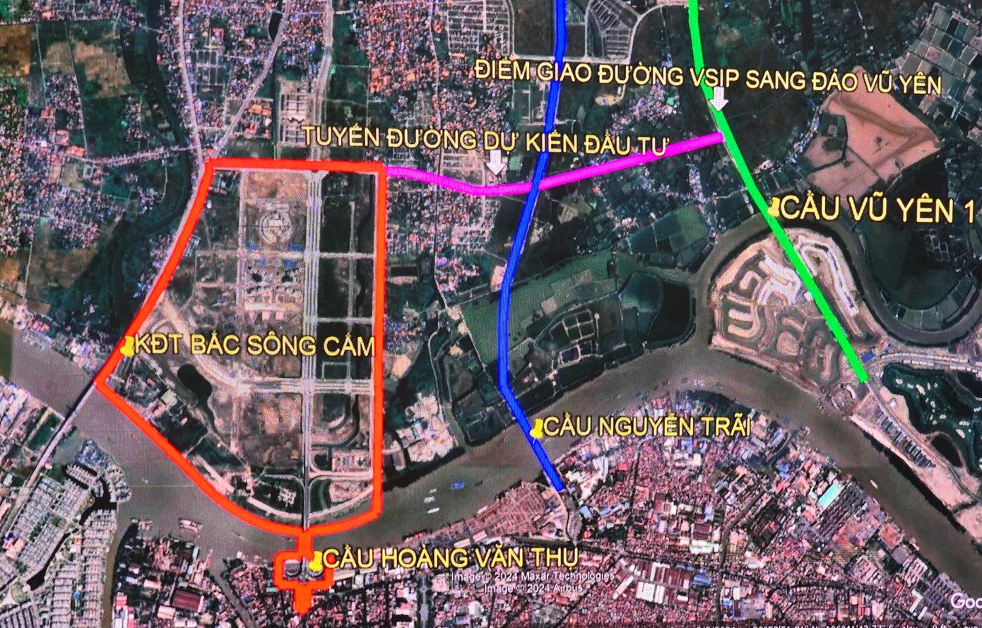 Tuyến đường kết nối đường Đỗ Mười với đường ra đảo Vũ Yên (màu hồng) dự kiến được đầu tư gần 900 tỷ đồng. Tuyến đường kết nối đường Đỗ Mười với đường ra đảo Vũ Yên (màu hồng) dự kiến được đầu tư gần 900 tỷ đồng.