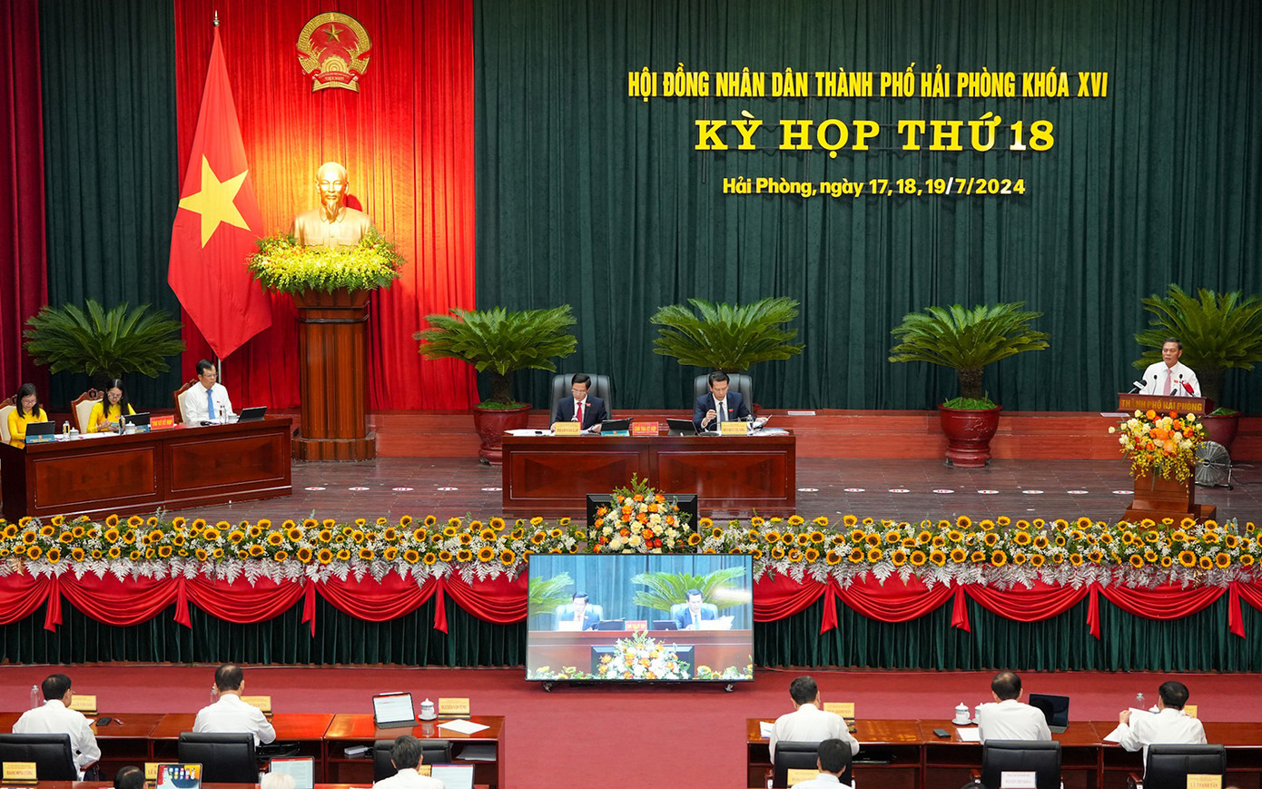 Kỳ họp thứ 18 HĐND TP Hải Phòng khóa XVI. Ảnh: Đàm Thanh Kỳ họp thứ 18 HĐND TP Hải Phòng khóa XVI. Ảnh: Đàm Thanh