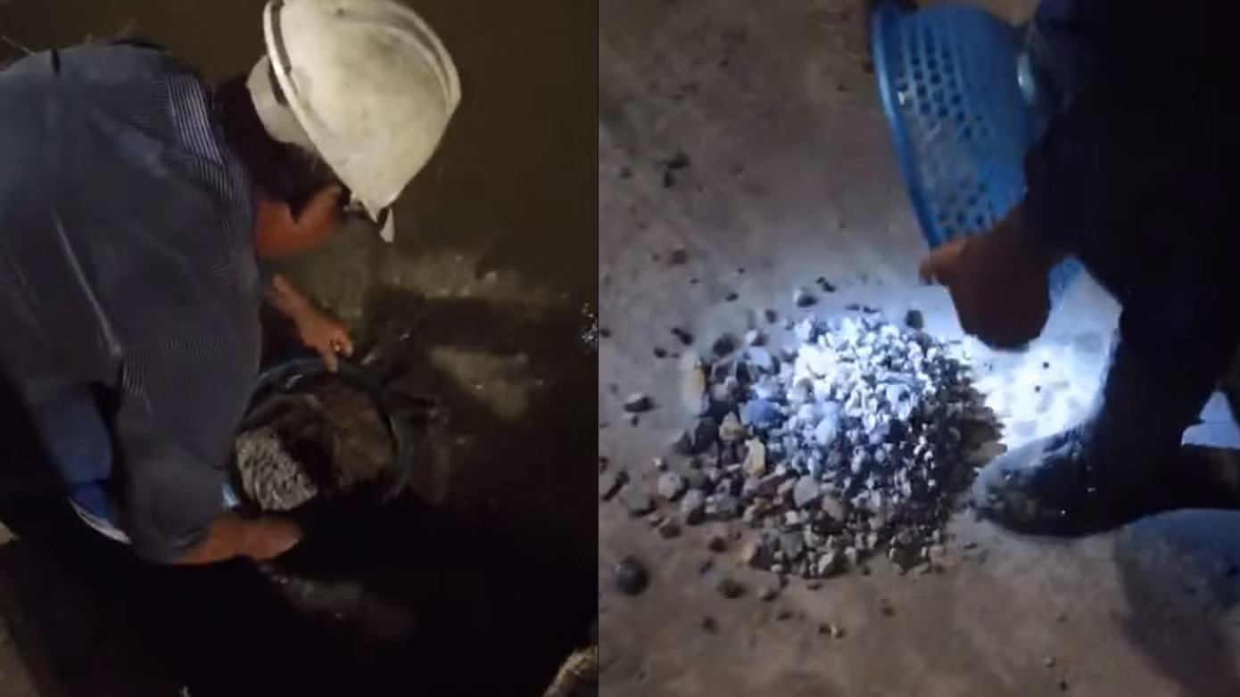 Cụ thể, tối ngày 12 và 13/11, đơn vị cấp bê tông chuyển 4 xe bồn tới thi công đường nông thôn mới kiểu mẫu. Tại công trường, người dân nghi ngờ chất lượng bê tông nên tiến hành đãi bê tông tươi và phát hiện đá trộn bê tông không đúng kích thước theo tiêu chuẩn (2x4cm), tỷ lệ đá nhỏ quá nhiều.