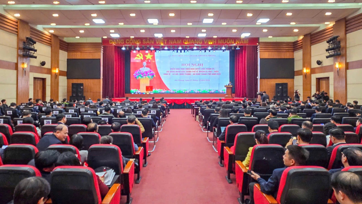 Toàn cảnh Hội nghị triển khai nhiệm vụ phát triển kinh tế - xã hội năm 2025 thành phố Hải Phòng. Toàn cảnh Hội nghị triển khai nhiệm vụ phát triển kinh tế - xã hội năm 2025 thành phố Hải Phòng.