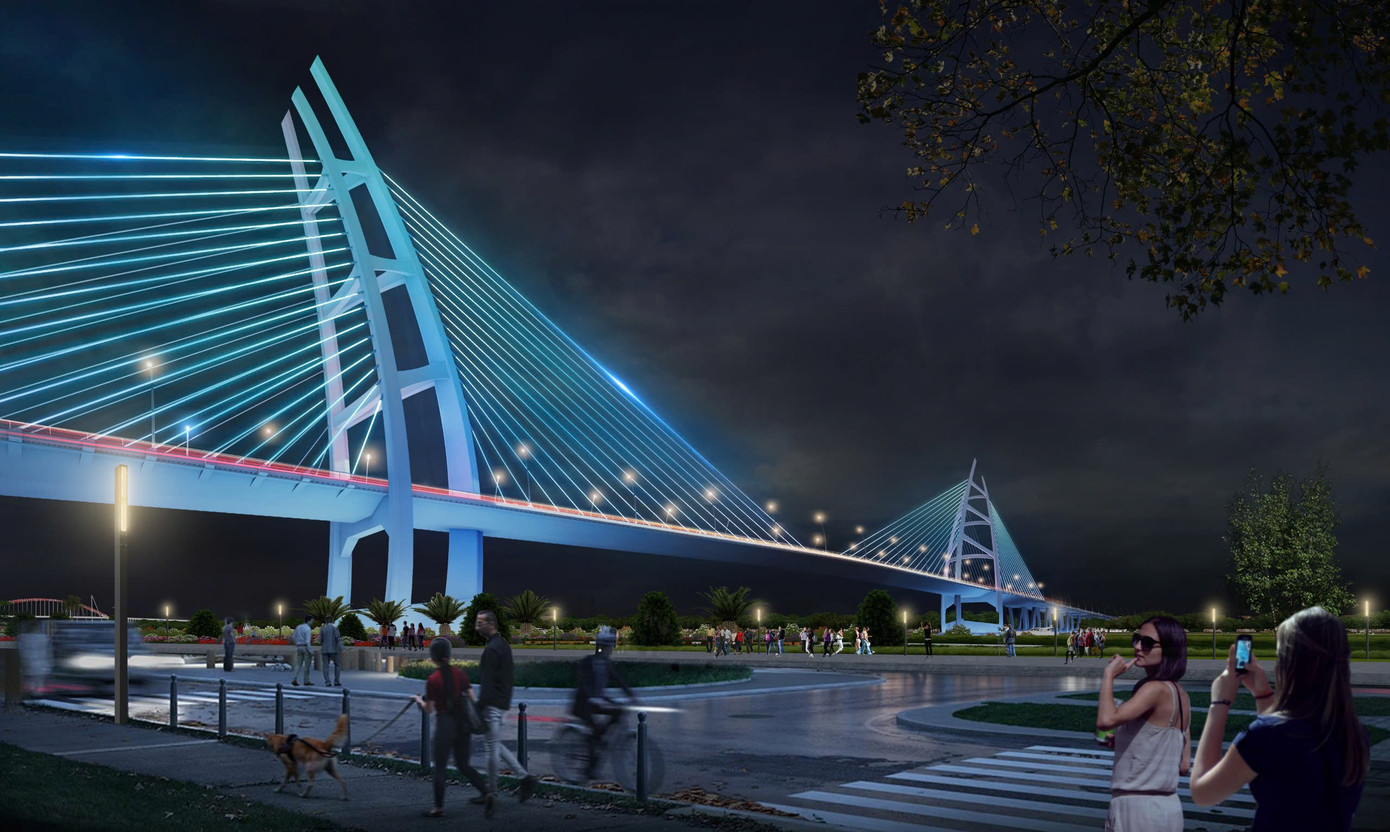 Mô phỏng cầu Nguyễn Trãi sau khi hoàn thành.