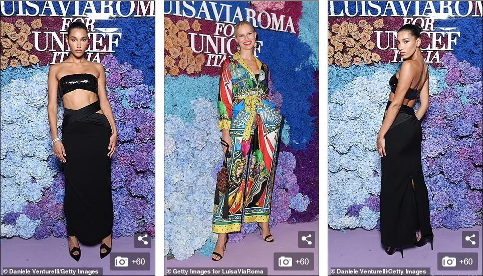 Hai người mẫu Chiara Sampaio (trái và phải) và Karolina Kurkova.