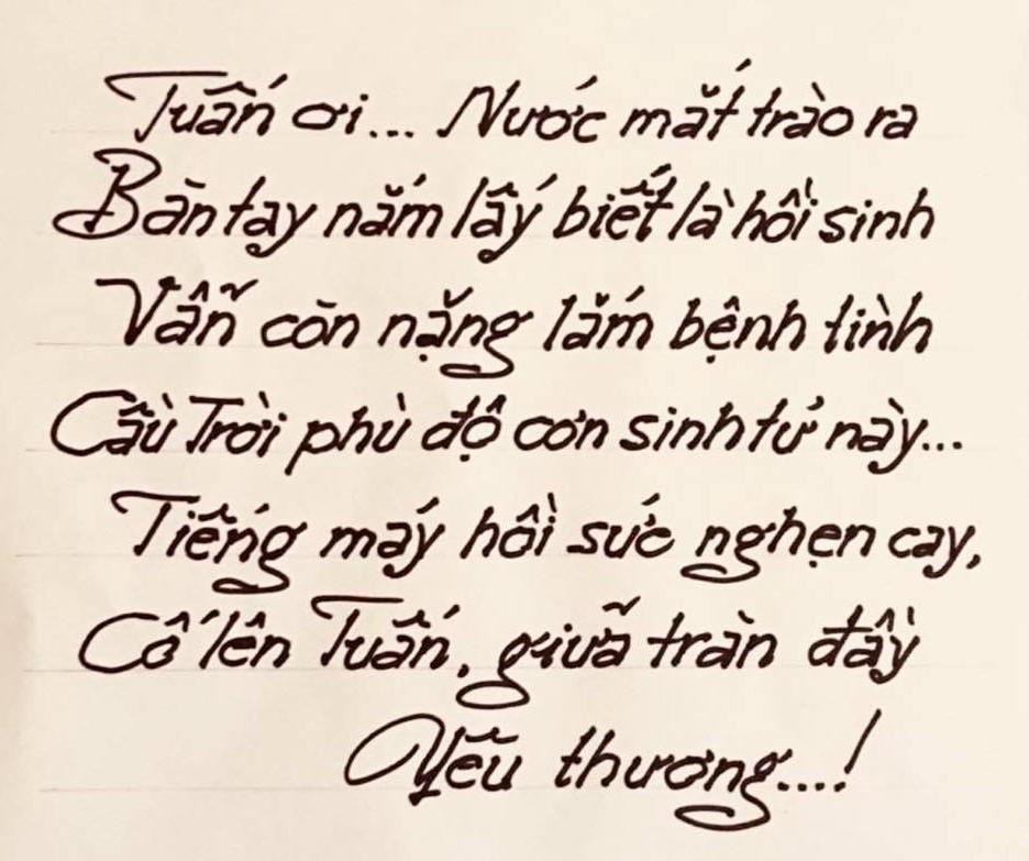 Bài thơ của bác sĩ Bệnh viện 175 viết tặng nghệ sĩ Trần Mạnh Tuấn Bài thơ của bác sĩ Bệnh viện 175 viết tặng nghệ sĩ Trần Mạnh Tuấn