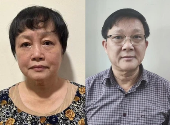 Bị can Trần Thị Bình Minh và Phan Tất Thắng.