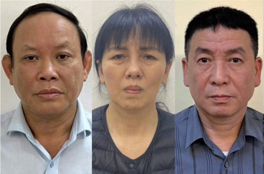 Bị can Nguyễn Đức Thái (trái) cùng nhóm cựu quan chức Nhà xuất bản Giáo dục Việt Nam. Bị can Nguyễn Đức Thái (trái) cùng nhóm cựu quan chức Nhà xuất bản Giáo dục Việt Nam.