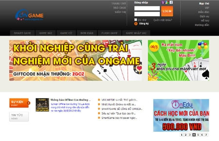 Ảnh chụp màn hình trang Ongame.vn
