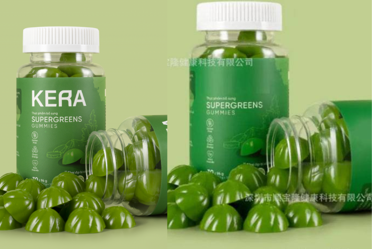 Hình ảnh kẹo rau Kera từng xuất hiện trên chợ mạng Trung Quốc với giá bán sỉ 100 hộp chỉ khoảng 38.000 đồng/lọ 30 viên. Ảnh: Chụp màn hình.