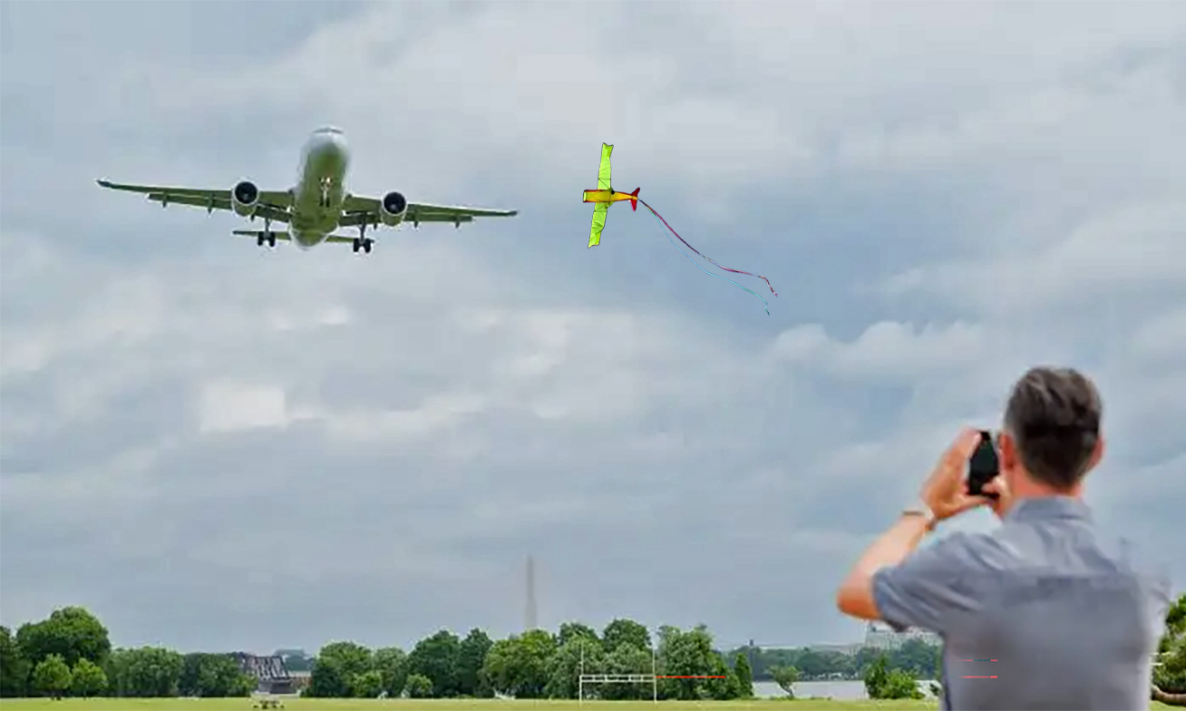 Máy bay sắp hạ cánh, phi công tá hỏa phát hiện diều bay bên cạnh. Ảnh minh họa: Photoshop. Máy bay sắp hạ cánh, phi công tá hỏa phát hiện diều bay bên cạnh. Ảnh minh họa: Photoshop.