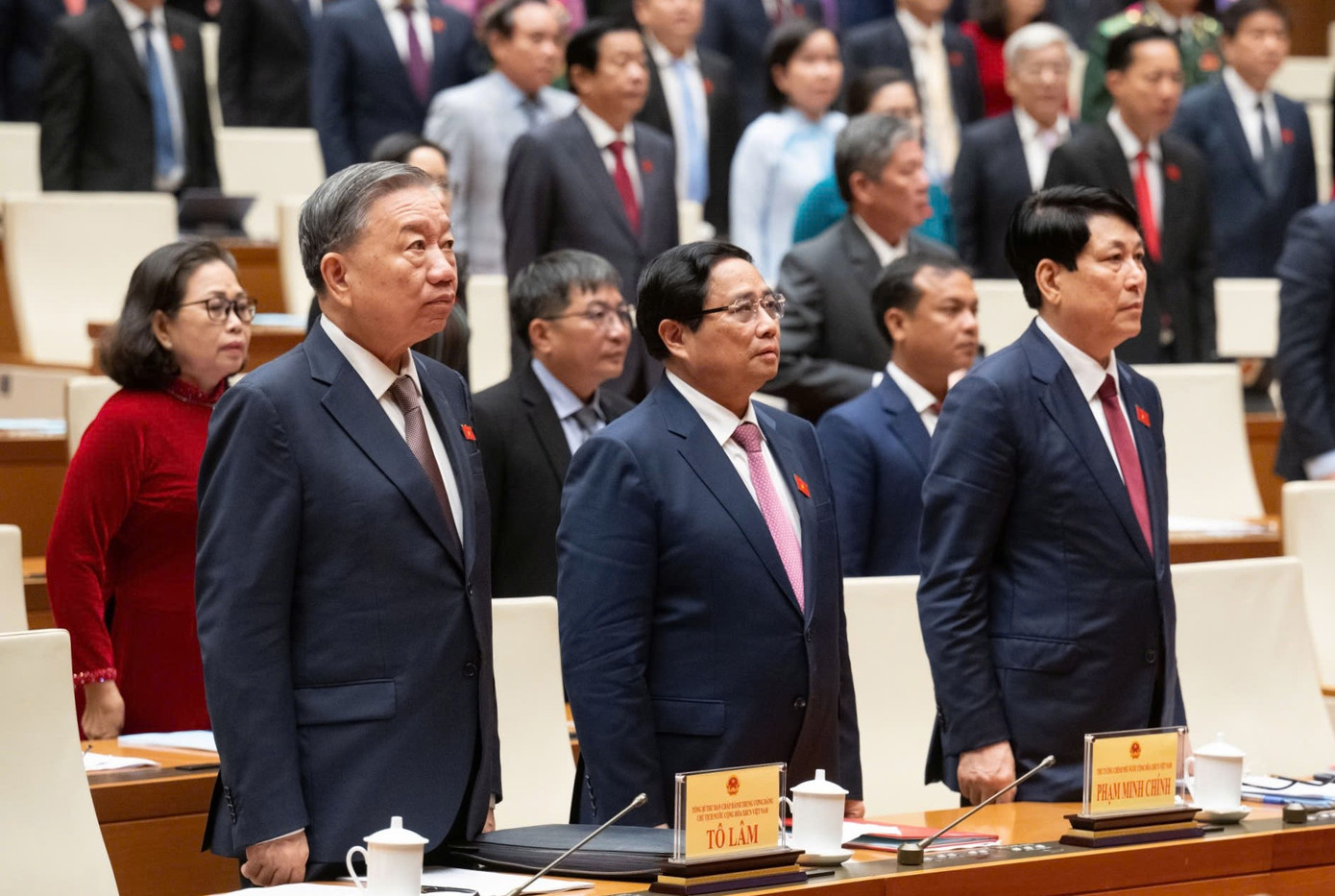 Lãnh đạo Đảng, Nhà nước trong phiên khai mạc Kỳ họp Quốc hội. Ảnh: Như Ý