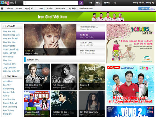 Zing mp3, một trong những trang mạng bị cáo buộc vi phạm bản quyền