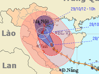 Ảnh đường đi và vị trí của cơn bão số 8