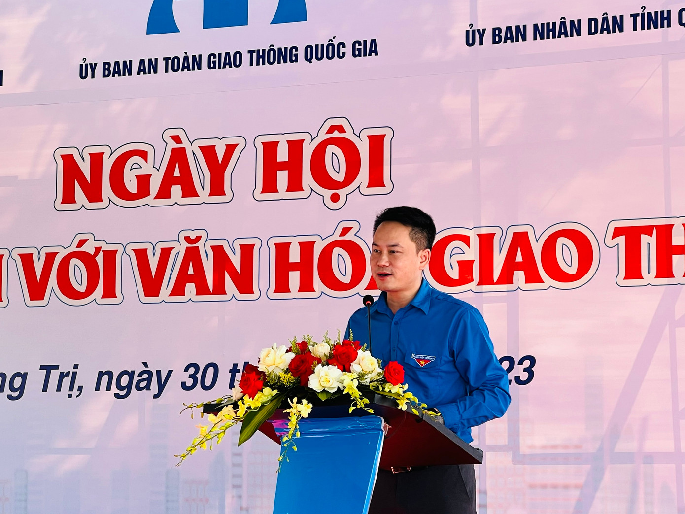 Trưởng Ban Đoàn kết tập hợp thanh niên Trung ương Đoàn, Phó Chủ tịch Thường trực Trung ương Hội LTHN Việt Nam Nguyễn Kim Quy phát biểu tại Ngày hội.