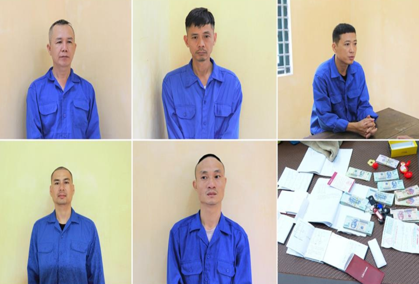 Các đối tượng cùng tang vật vụ án. Các đối tượng cùng tang vật vụ án.