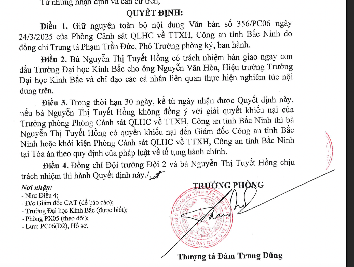 Văn bản của Phòng PC06, Công an tỉnh Bắc Ninh. Văn bản của Phòng PC06, Công an tỉnh Bắc Ninh.